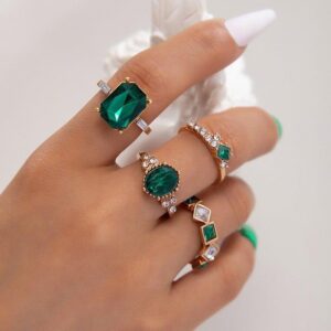 4Pc Gold-Plated Alloy Fashion Midi Ring Set for Women