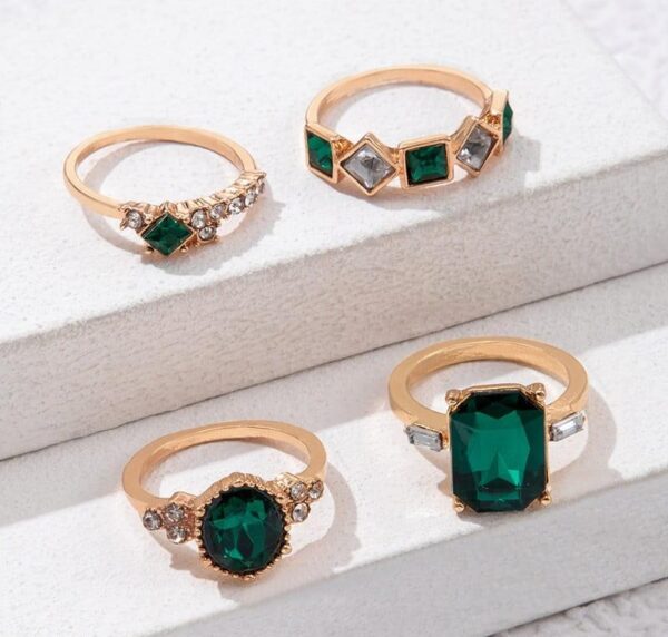 4Pc Gold-Plated Alloy Fashion Midi Ring Set for Women