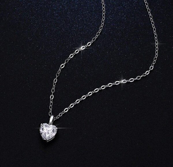 Heart Pendant with Chain – Zircon Stone for Women - Image 2